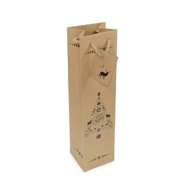 Torebka papierowa Premium na 1 wino świąteczna 325x89x89mm