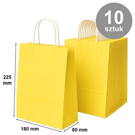 Pakiet - Torba papierowa na prezent 180x80x225 / ŻÓŁTA 10 szt